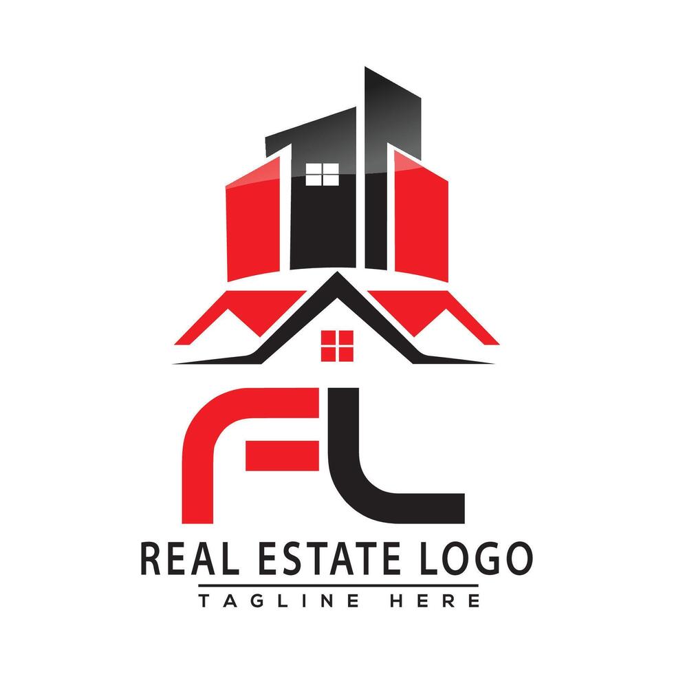 fl réel biens logo rouge Couleur conception maison logo Stock vecteur. vecteur