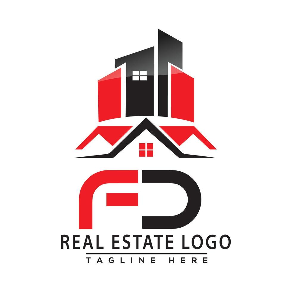 fd réel biens logo rouge Couleur conception maison logo Stock vecteur. vecteur