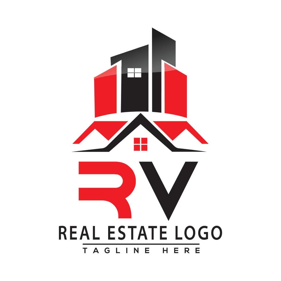 RV réel biens logo rouge Couleur conception maison logo Stock vecteur. vecteur