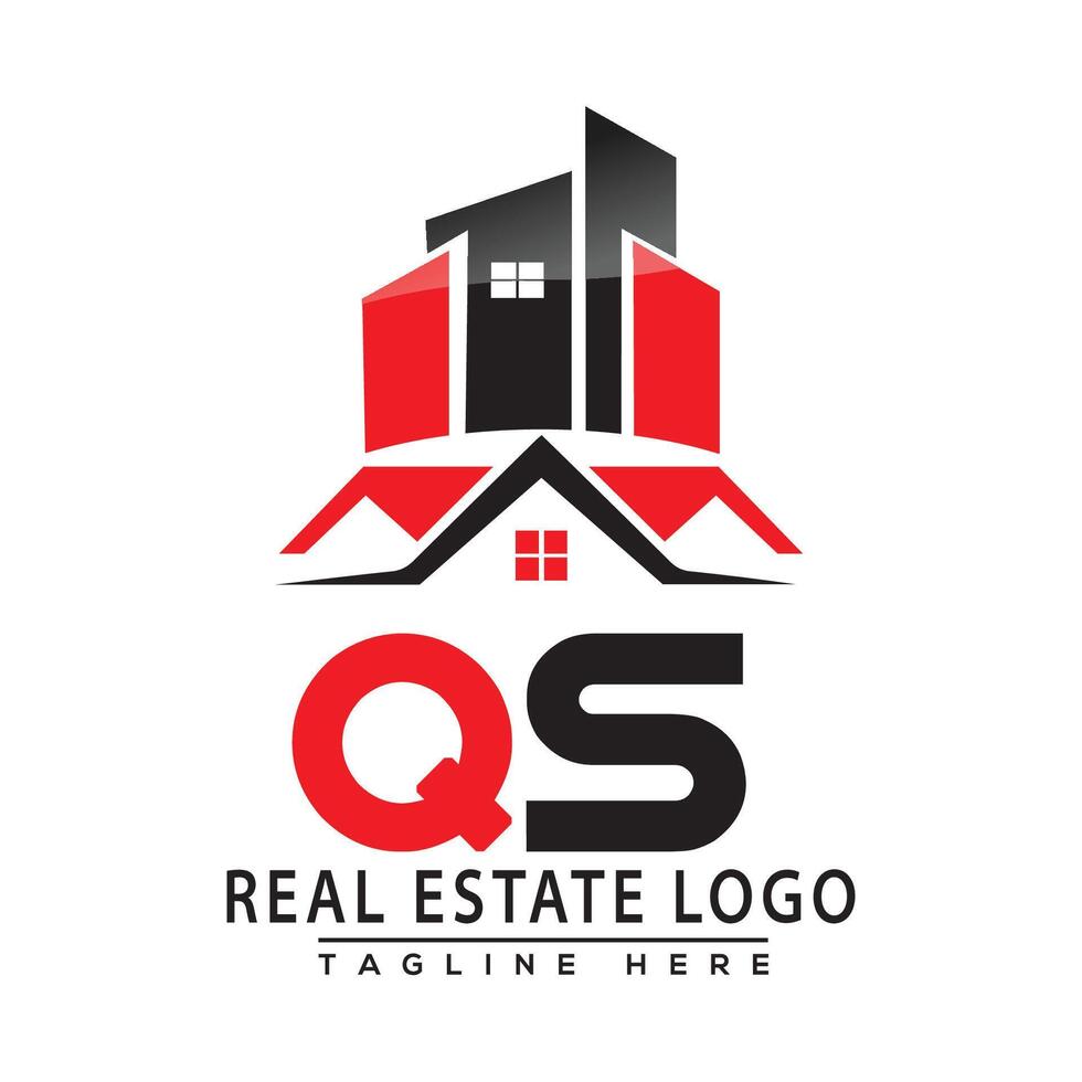 qs réel biens logo rouge Couleur conception maison logo Stock vecteur. vecteur