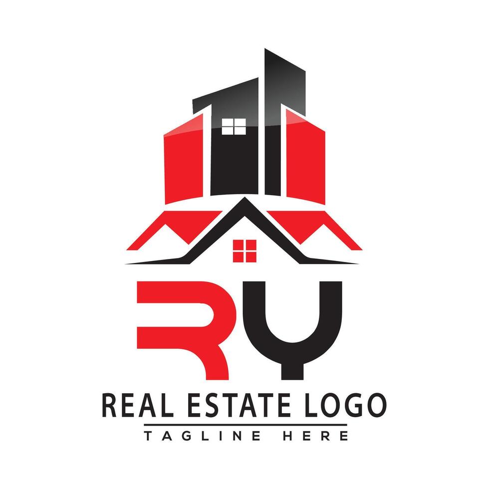 ry réel biens logo rouge Couleur conception maison logo Stock vecteur. vecteur
