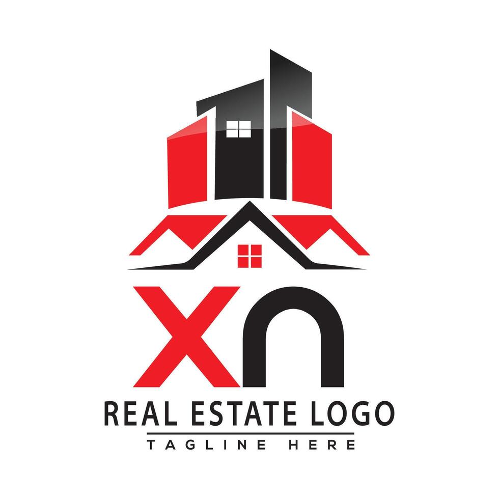xn réel biens logo rouge Couleur conception maison logo Stock vecteur. vecteur
