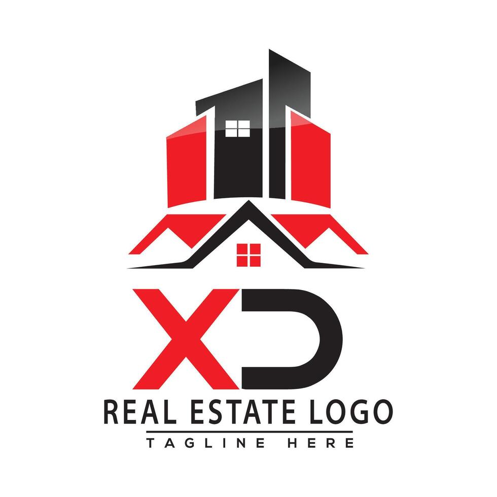 xd réel biens logo rouge Couleur conception maison logo Stock vecteur. vecteur