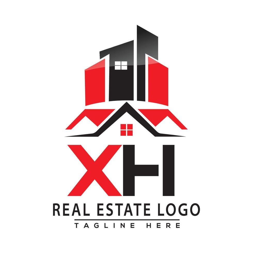 xh réel biens logo rouge Couleur conception maison logo Stock vecteur. vecteur