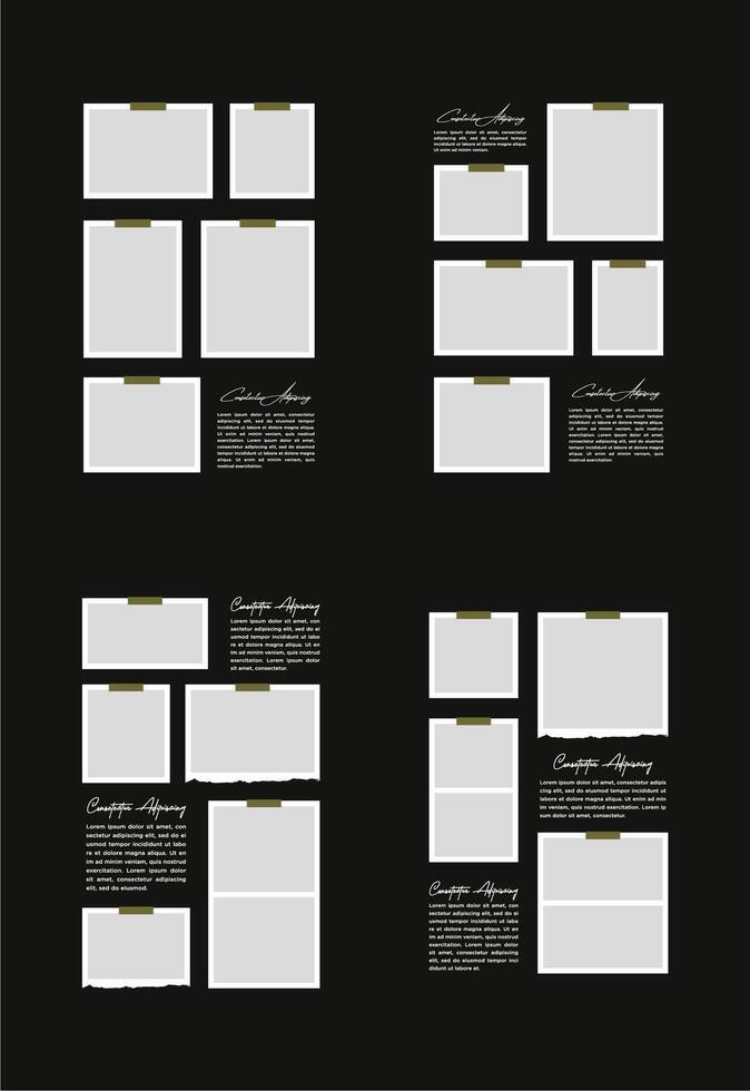 ensemble des photos ou Photos Cadre collage. des bandes dessinées page la grille disposition abstrait photo cadres et numérique photo mur modèle vecteur