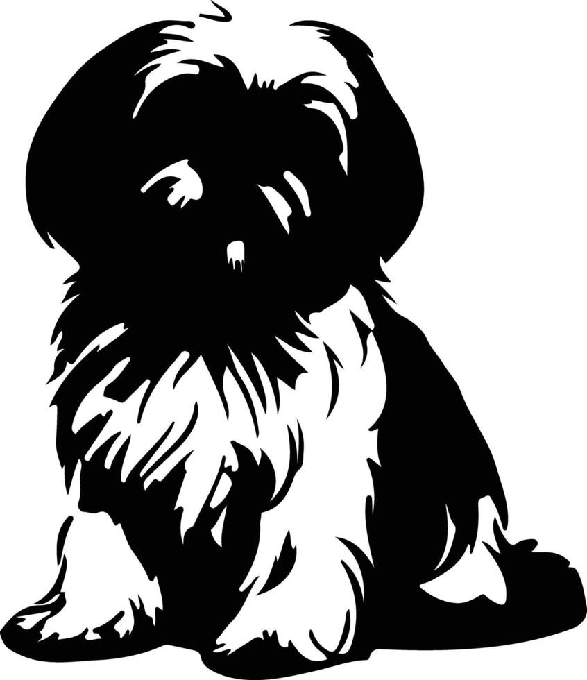 Lhassa apso noir silhouette vecteur