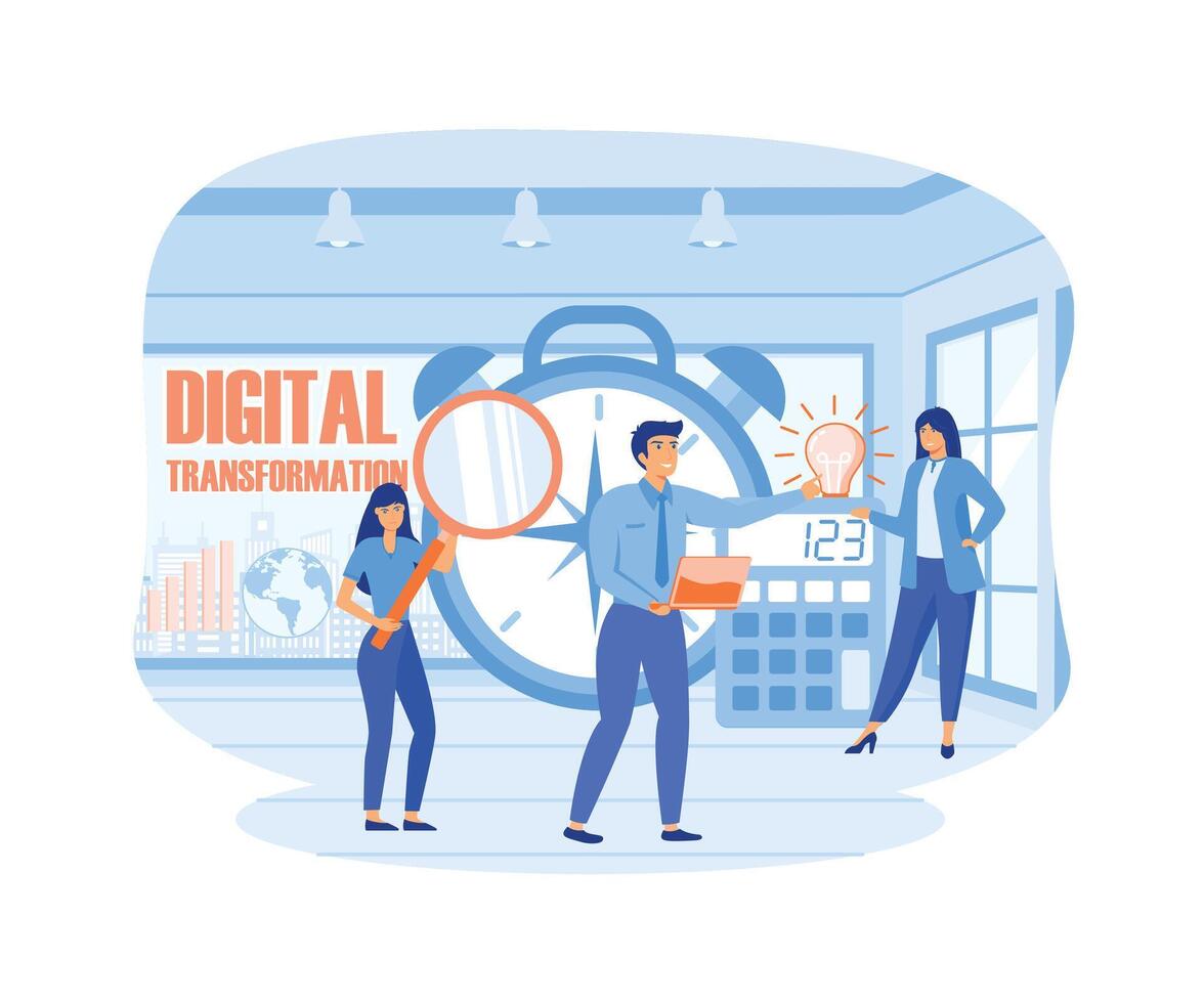 concepts de Les données une analyse et la numérisation, numérique transformation ou perturbation, financier statistiques, gros Les données ou performance la mesure. plat vecteur moderne illustration