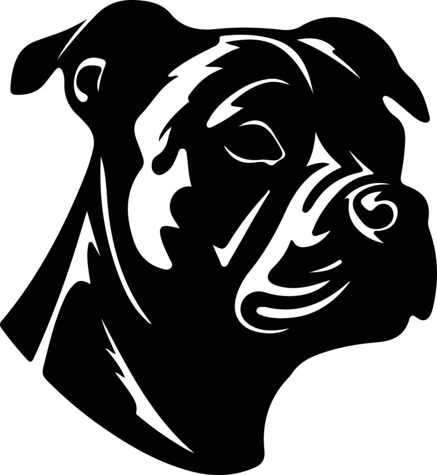 Staffordshire taureau terrier silhouette portrait vecteur