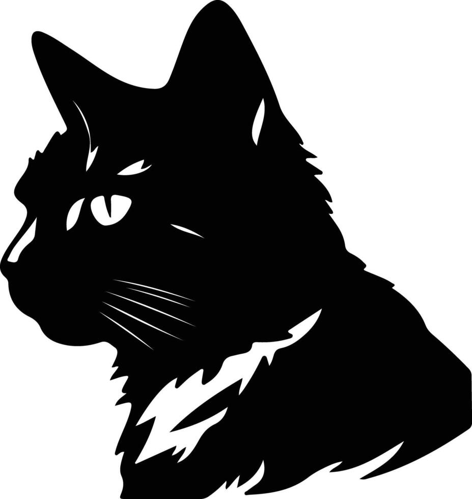 russe blanc noir et tigré chat silhouette portrait vecteur