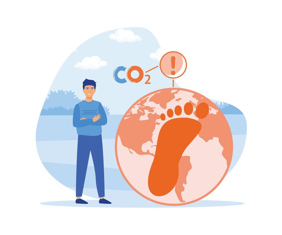 circulaire économie. vert énergie et réduire CO2 émission et climat impact. plat vecteur moderne illustration