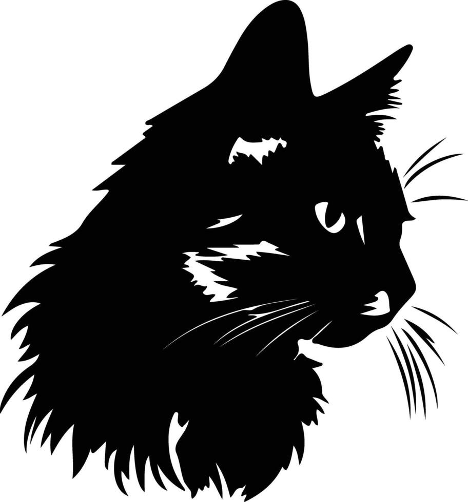 Ussuri chat silhouette portrait vecteur