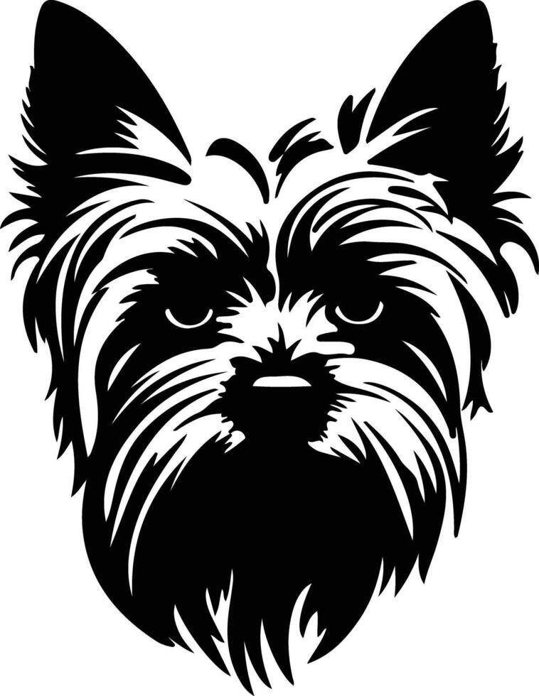 Yorkshire terrier silhouette portrait vecteur