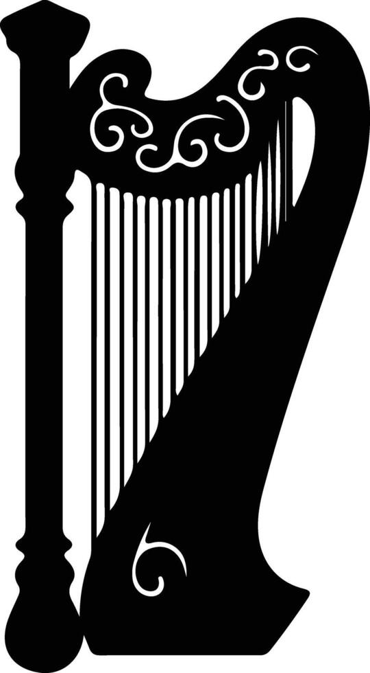 harpe noir silhouette vecteur