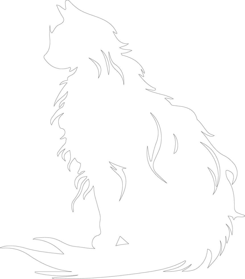 Oriental cheveux longs chat contour silhouette vecteur