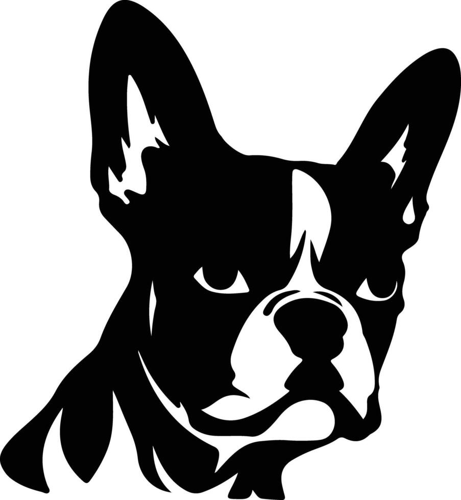 Boston terrier silhouette portrait vecteur