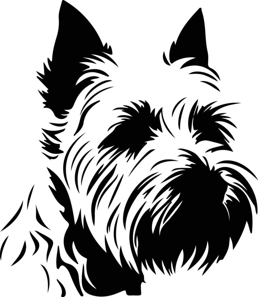 Ouest montagnes blanc terrier silhouette portrait vecteur