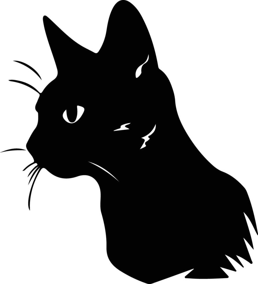 point de couleur cheveux courts chat silhouette portrait vecteur