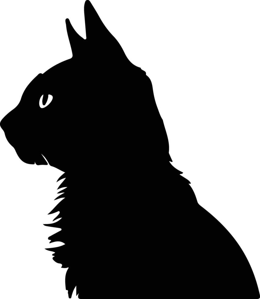 russe blanc noir et tigré chat silhouette portrait vecteur