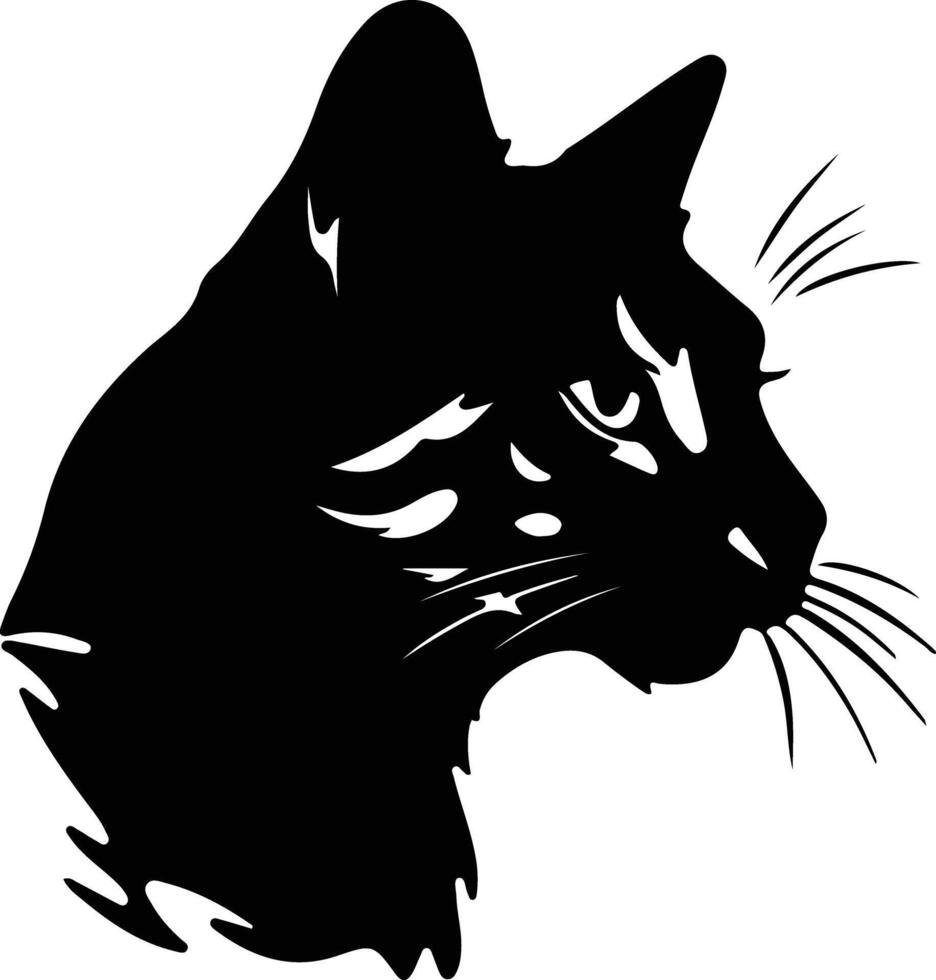 serengeti chat silhouette portrait vecteur