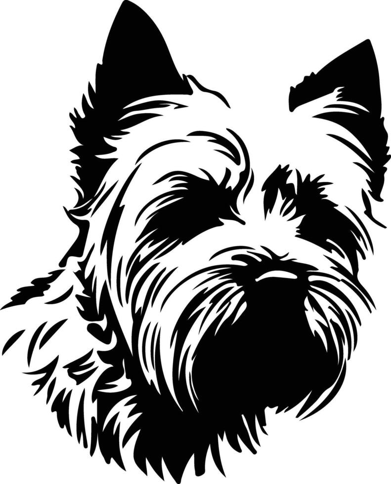 Ouest montagnes blanc terrier silhouette portrait vecteur