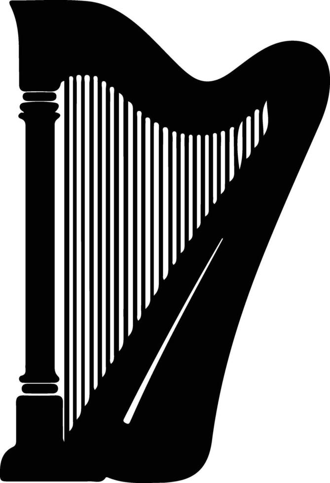 harpe noir silhouette vecteur