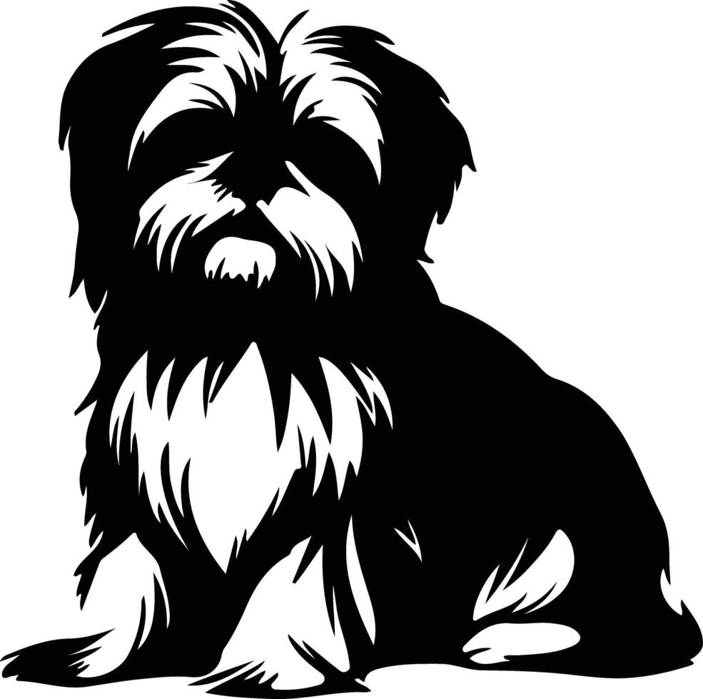 shih tzu noir silhouette vecteur