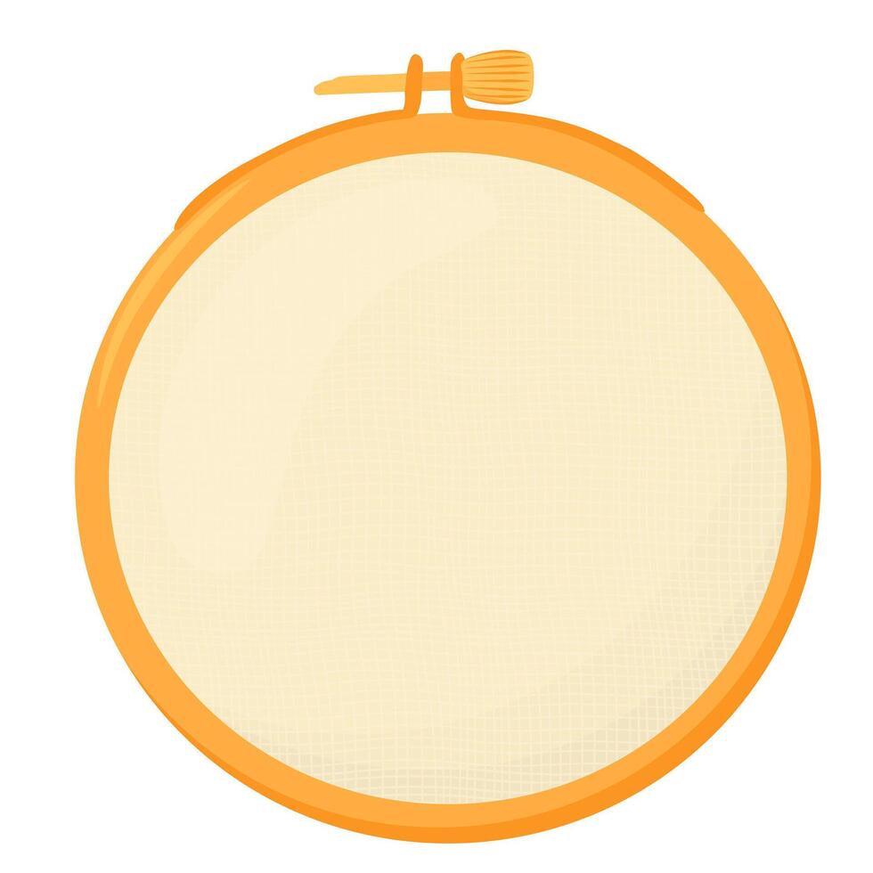 broderie cerceau. une en bois cercle pour travaux d'aiguille. passe-temps. vecteur Stock illustration. isolé sur une blanc Contexte.