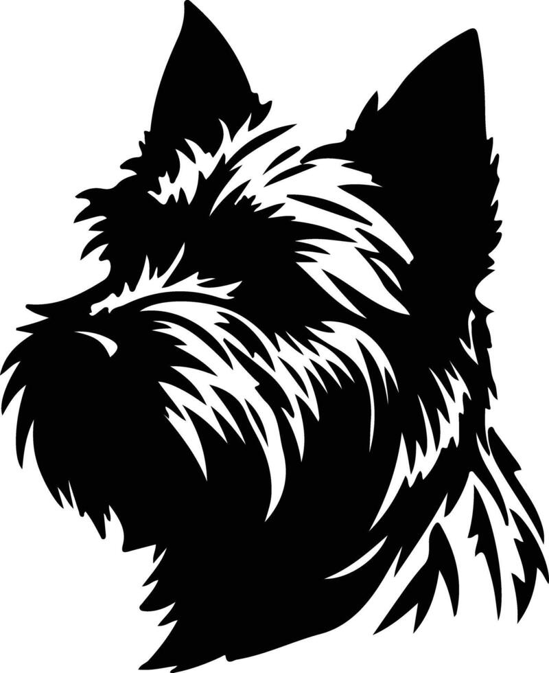 cairn terrier silhouette portrait vecteur