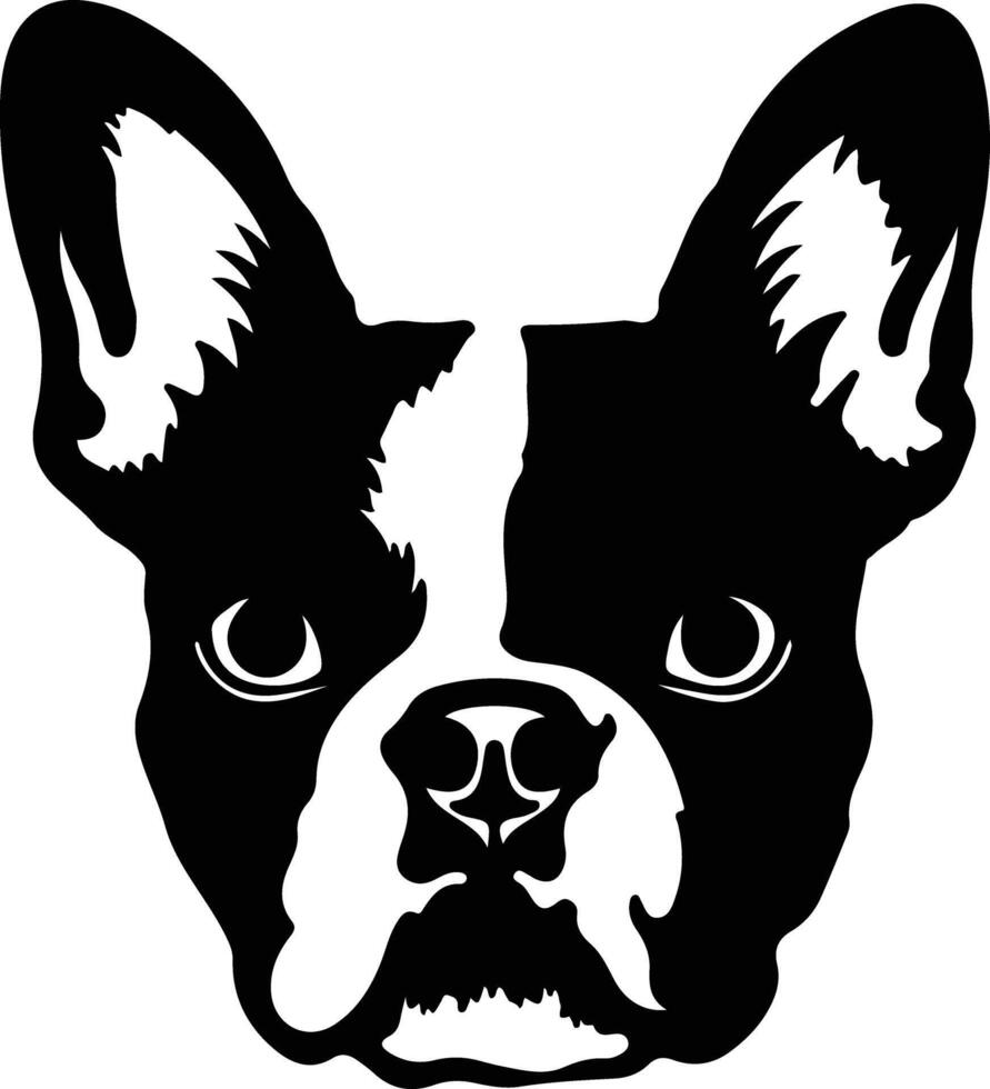 Boston terrier silhouette portrait vecteur