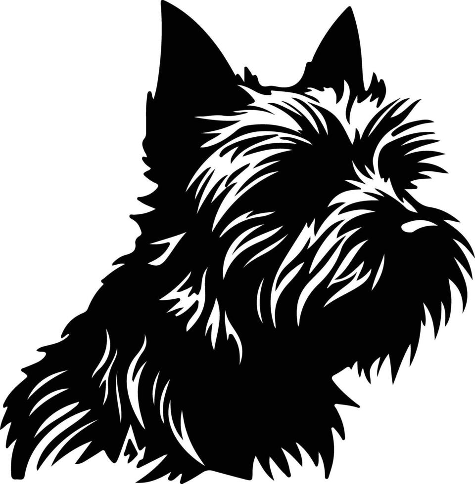 cairn terrier silhouette portrait vecteur