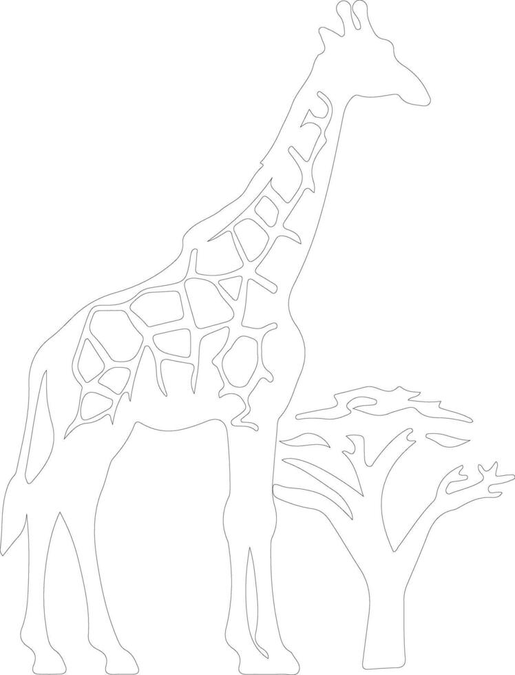 girafe contour silhouette vecteur