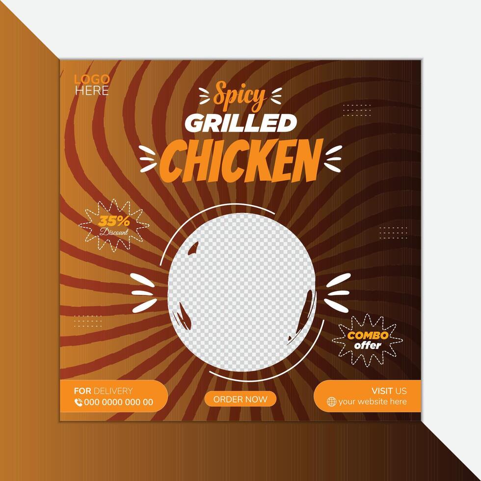 épicé poulet menu social médias instagram Publier conception modèle pour nourriture affaires croissance ou promotion vecteur