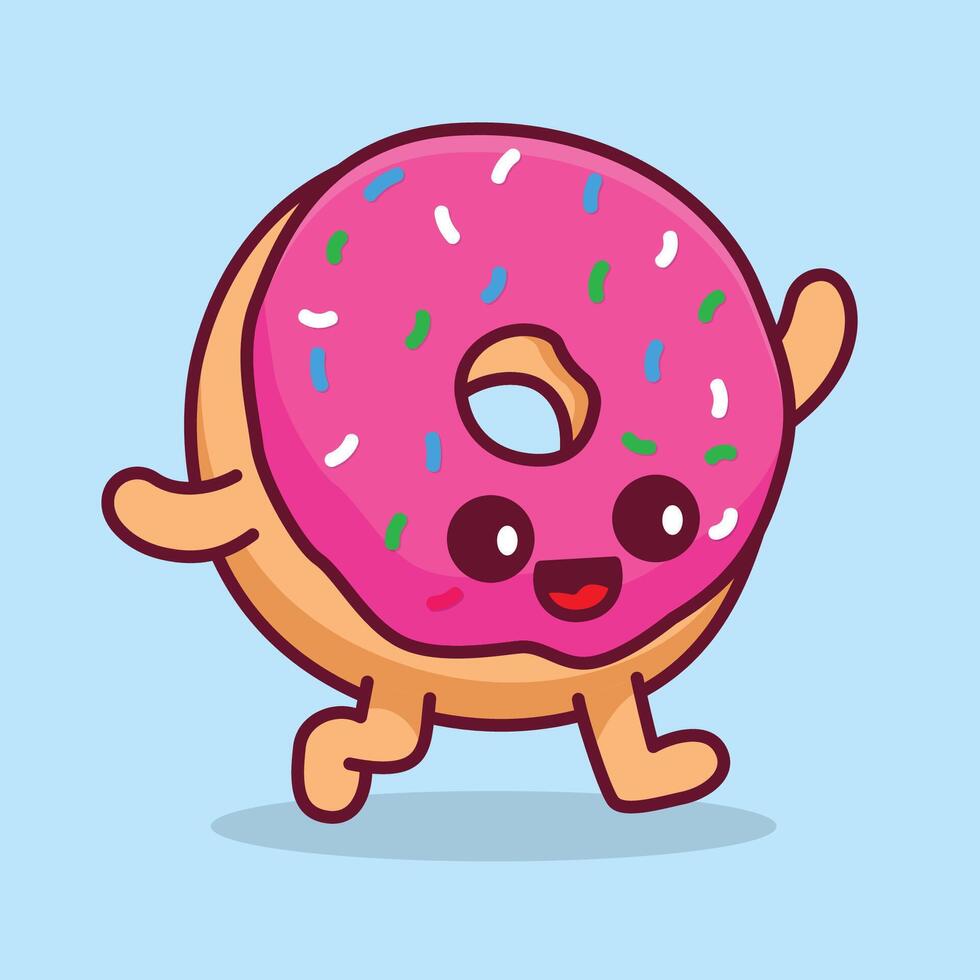 gratuit vecteur dessin animé personnage Donut avec sourire visage art conception