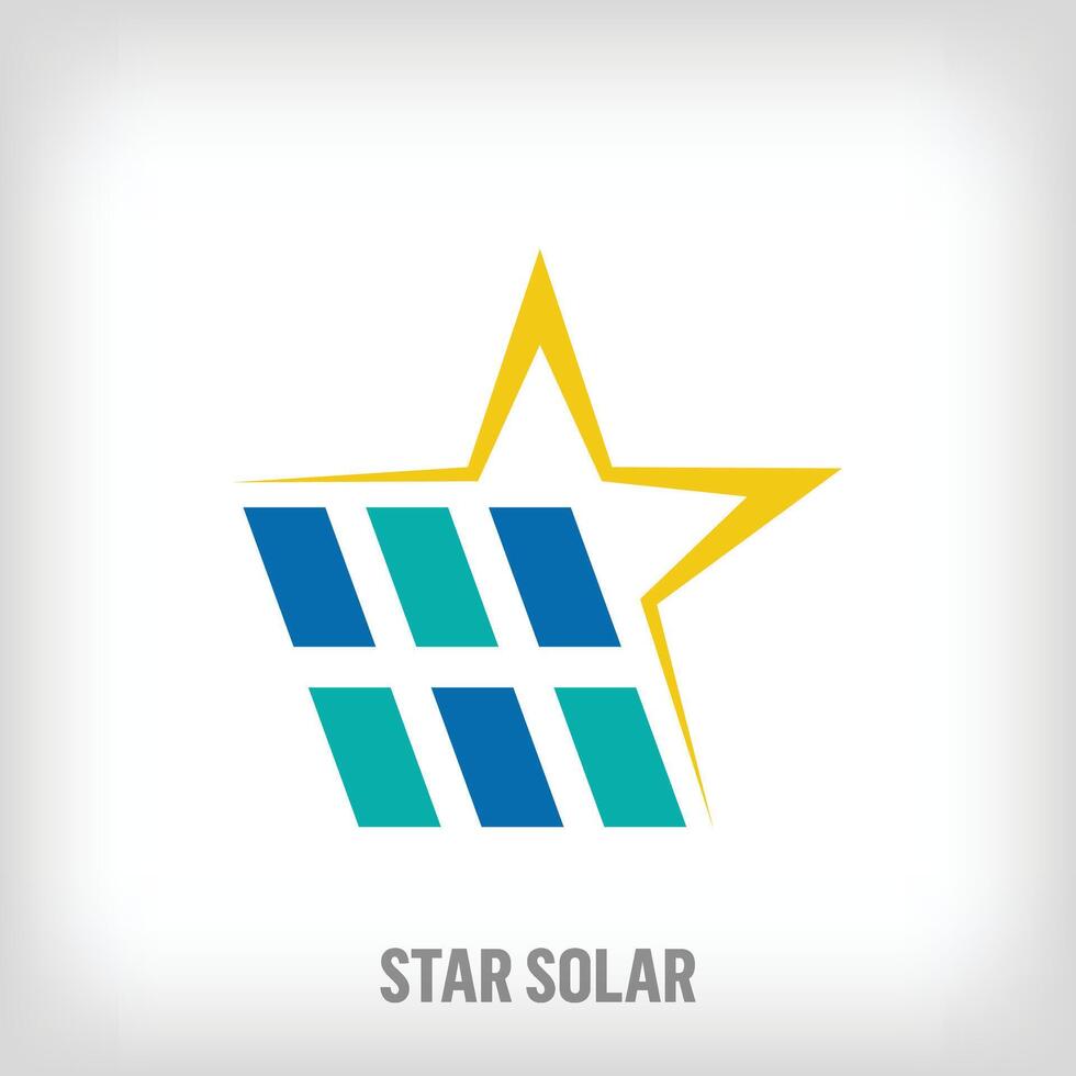 Créatif étoile solaire panneau logo. unique Couleur transitions. durable étoilé énergie logo modèle. vecteur