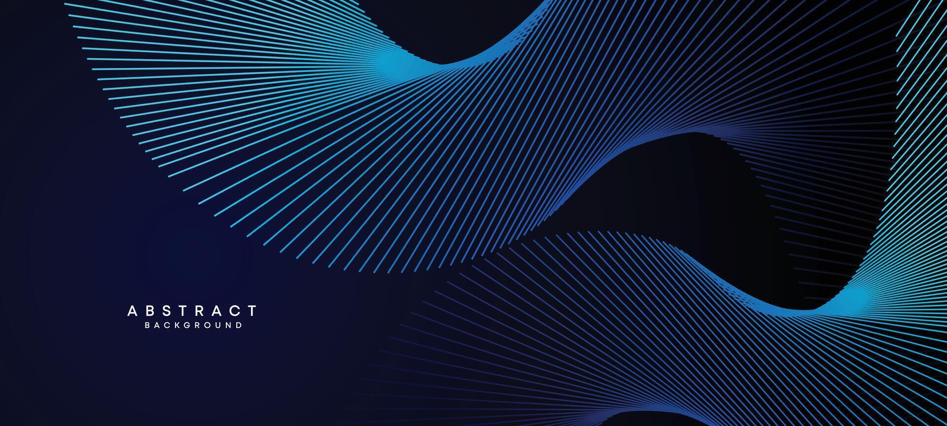 abstrait foncé bleu agitant cercles lignes La technologie Contexte. moderne marine bleu pente avec embrasé lignes brillant géométrique forme et diagonale, pour brochure, couverture, affiche, bannière, site Internet, entête vecteur