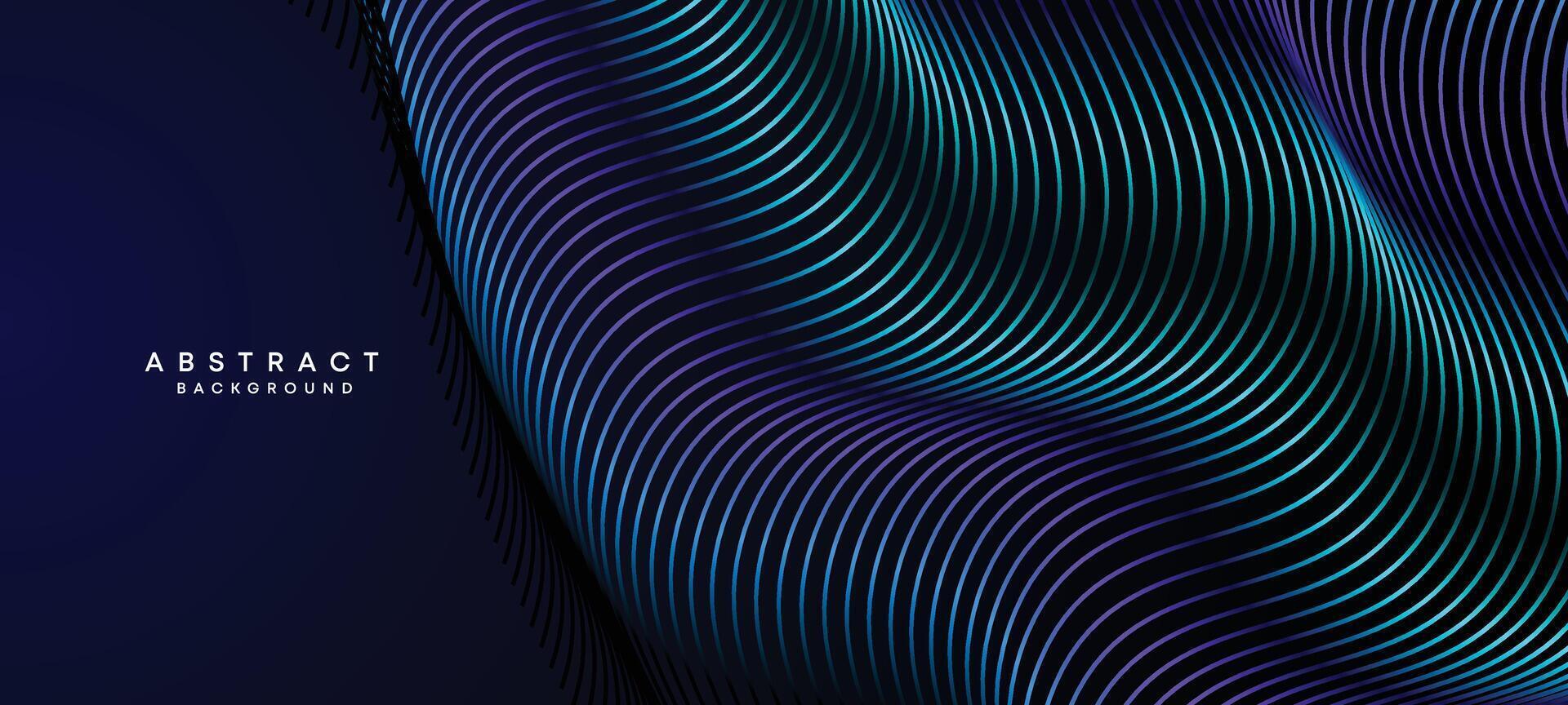 abstrait foncé marine bleu agitant cercles lignes La technologie Contexte. moderne holo pente avec embrasé lignes brillant géométrique forme et diagonale, pour brochure, couverture, affiche, bannière, site Internet, entête vecteur