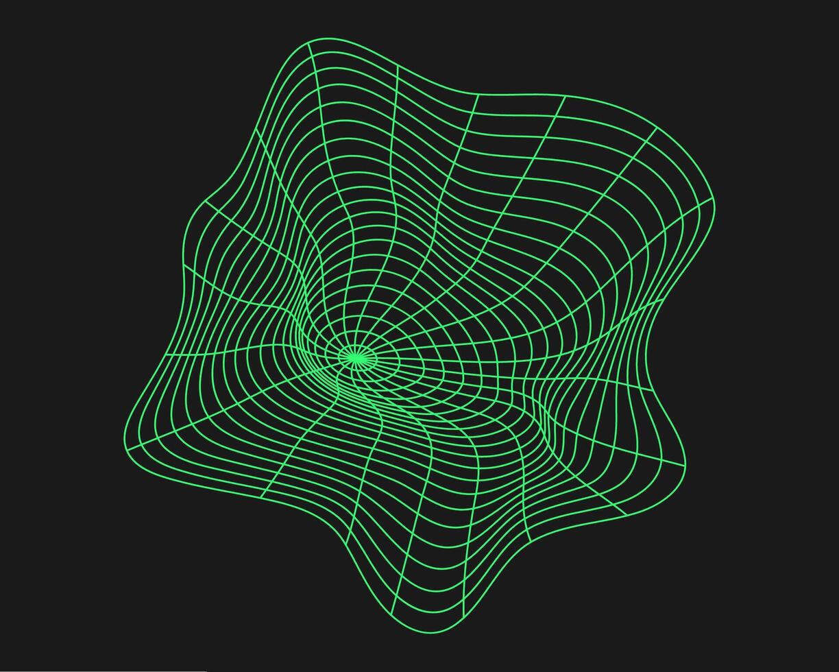 cyber géométrie y2k élément. cyberpunk forme. isolé style sur noir Contexte. vecteur branché illustration.