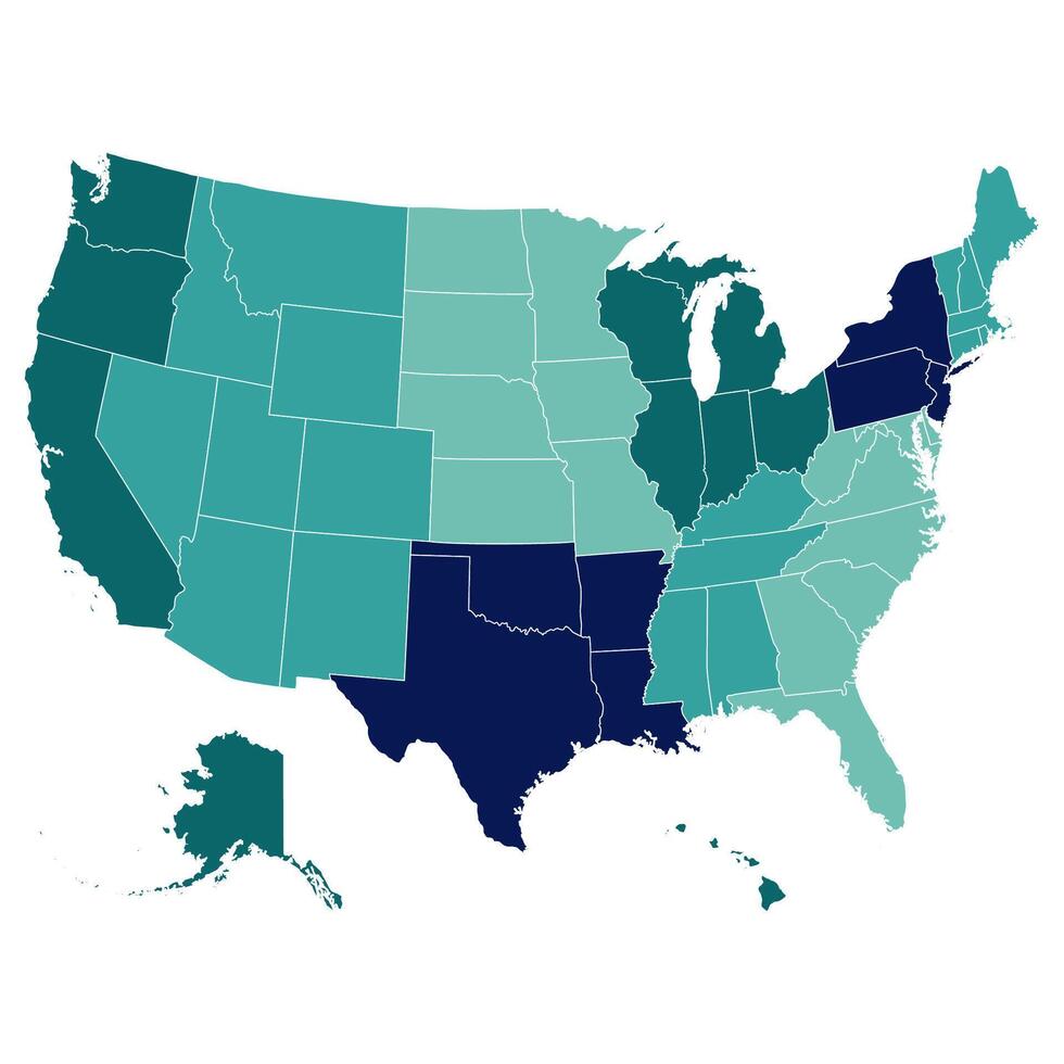 Régions de le uni États carte. Etats-Unis carte vecteur