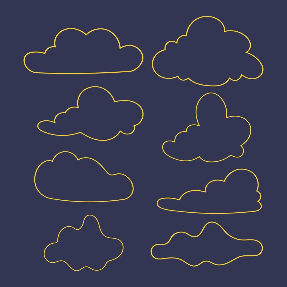 ensemble de des nuages sur bleu Contexte. vecteur illustration dans plat style.