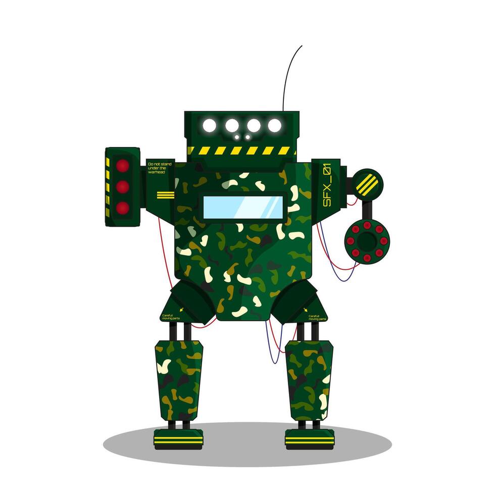 une combat à deux pattes avec une cockpit et militaire camouflage, armé avec missiles et une machine pistolet. vecteur