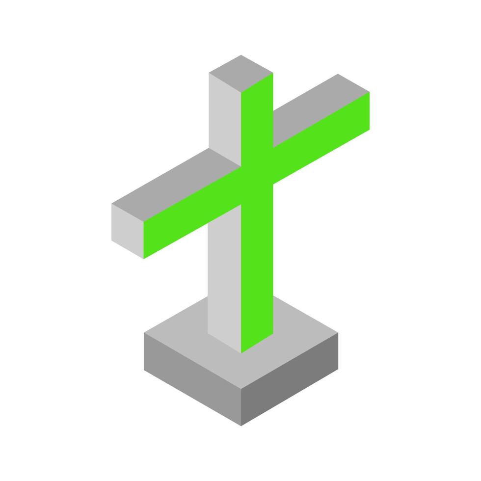 Croix religieuse illustrée isométrique sur fond blanc vecteur