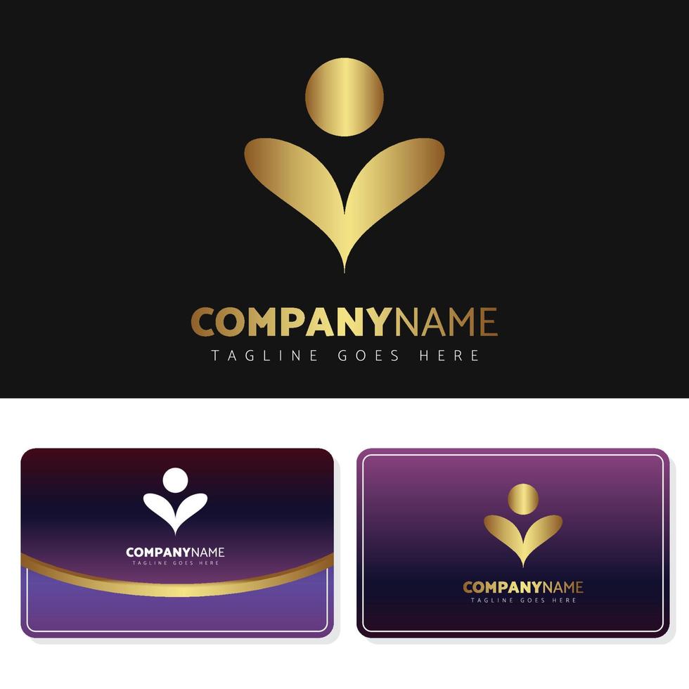 conception d'illustration de logo d'or de luxe et élégant avec conception de carte de visite pour votre entreprise vecteur