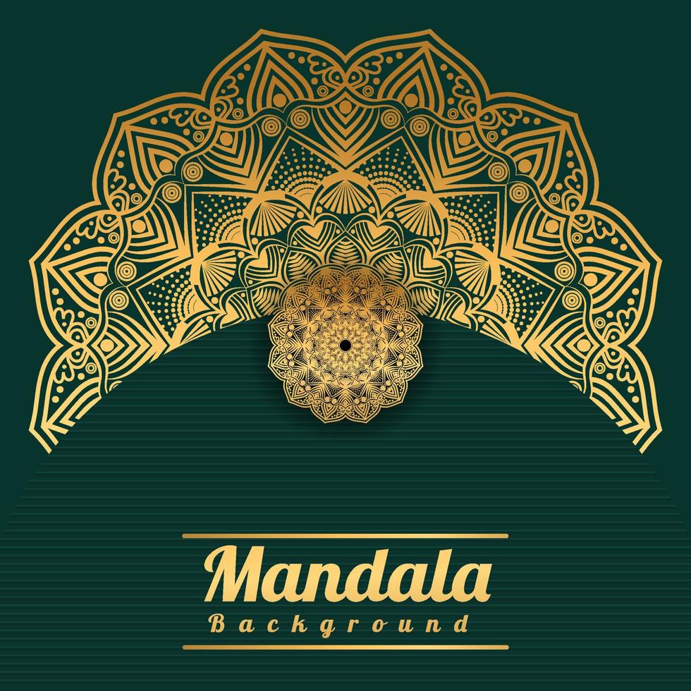 fond de mandala de luxe avec motif arabesque dorée style arabesque dorée pour mandala décoratif de style ramadan islamique. conception d'art floral ornemental, couverture, affiche, flyer vecteur
