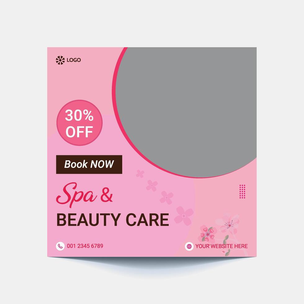 bannière de publication de médias sociaux de salon de beauté et de spa et conception de bannières de site Web de centre de soins de la peau adaptée au maquillage bannière de publication de médias sociaux conception de modèle de flyer carré vecteur