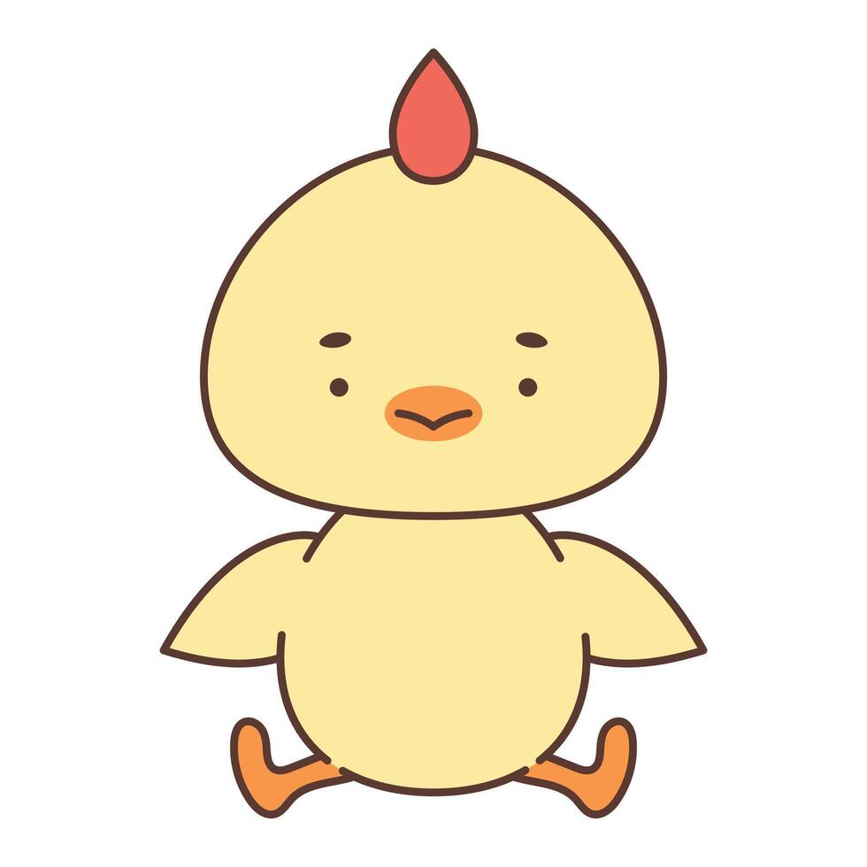 mignonne kawaii poulet. mignonne animaux dans kawaii style. dessins pour les enfants. isolé vecteur illustration