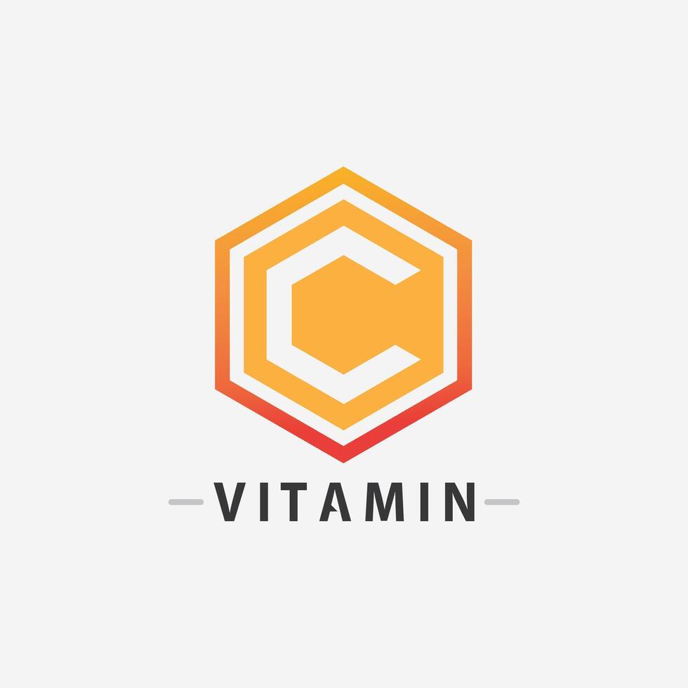 vitamine c logo vecteur conception vecteur icône santé nutrition