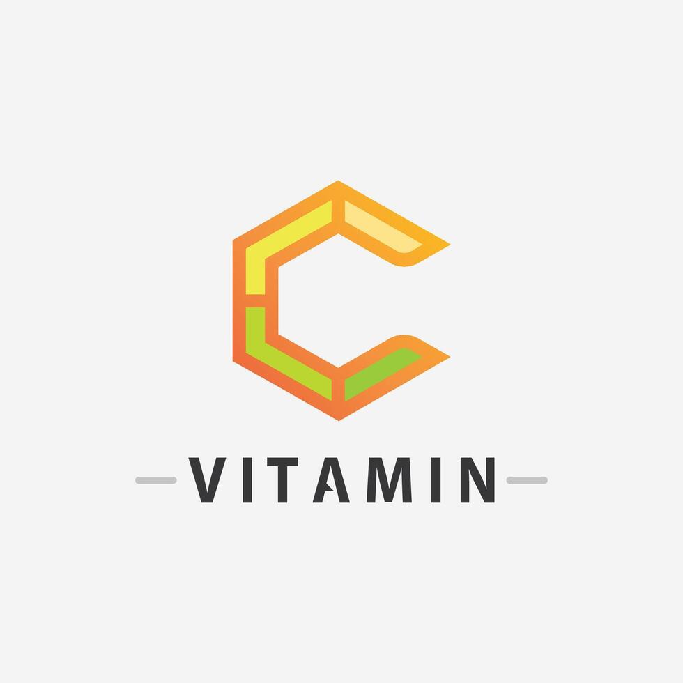 vitamine c logo vecteur conception vecteur icône santé nutrition