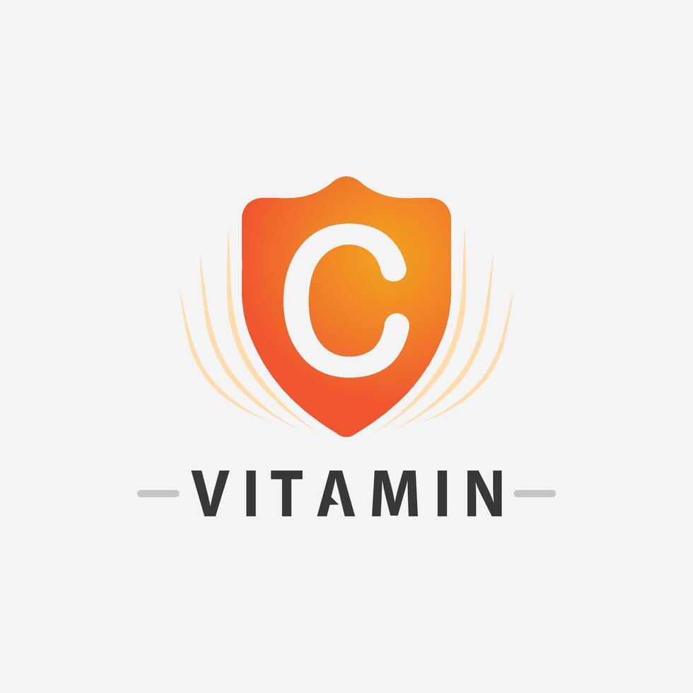 vitamine c logo vecteur conception vecteur icône santé nutrition