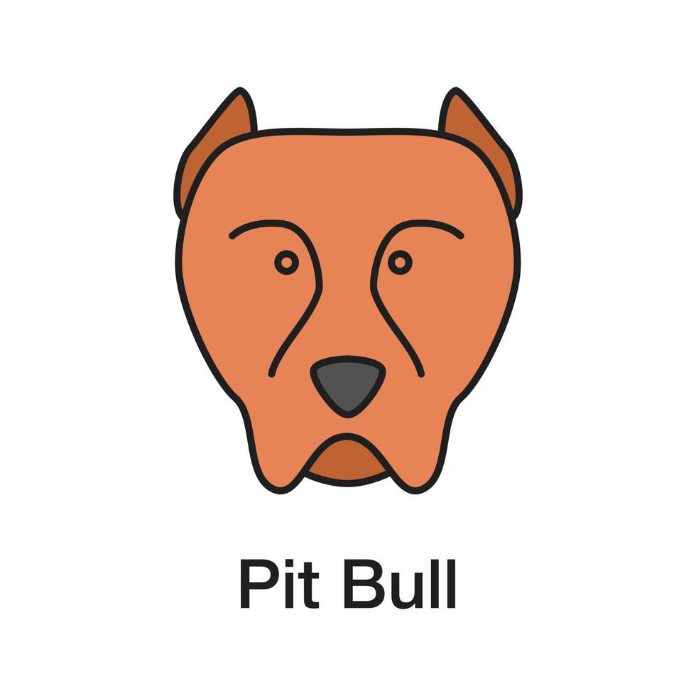 icône de couleur pit-bull. terrier du staffordshire. race de chien de combat. illustration vectorielle isolée vecteur