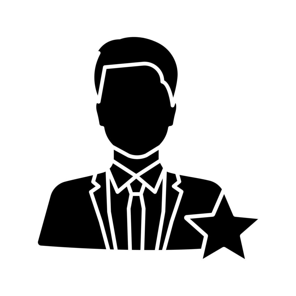 icône de glyphe d'acteur ou de présentateur de télévision. star de cinéma. symbole de silhouette. espace négatif. illustration vectorielle isolée vecteur